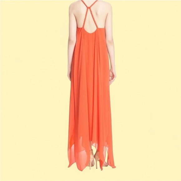 Alice + Olivia Bold Orange Dress Maxi Length Gladiator Braided Straps Size XS - Picture 2 of 8